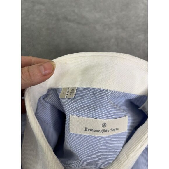 Ermenegildo Zegna Long Sleeve Button Down Shirt Men's Size Large Blue - Picture 5 of 10